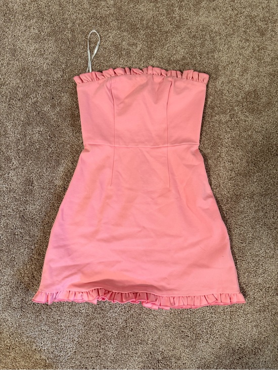 Lulus Dresses & Skirts - Lulu's pink Strapless Ruffle-Hem A-Line Dress